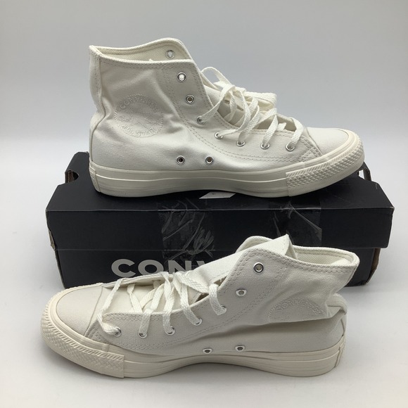 Converse CTAS Hi Vintage White Canvas High Top Sneakers Mens Size 5 A10966C New - Picture 1 of 7